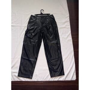 Teen Girls Faux Leather Straight Leg Pants | High Waist Black Pleather Trousers